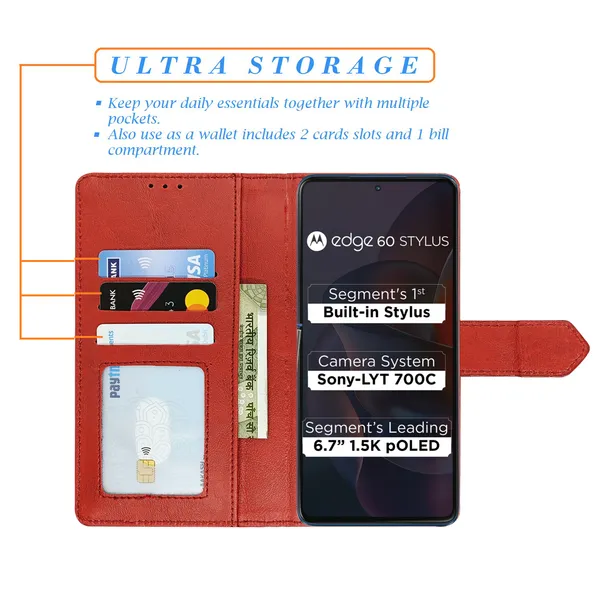 Red_Artificial_Leather_See_Through_Design_Magnetic_Case_For_Moto_Edge_60_Stylus