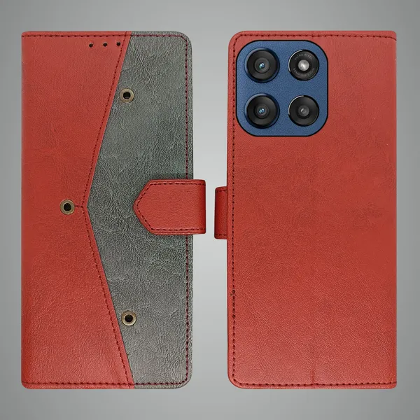 Red_Artificial_Leather_See_Through_Design_Magnetic_Case_For_Moto_Edge_60_Stylus
