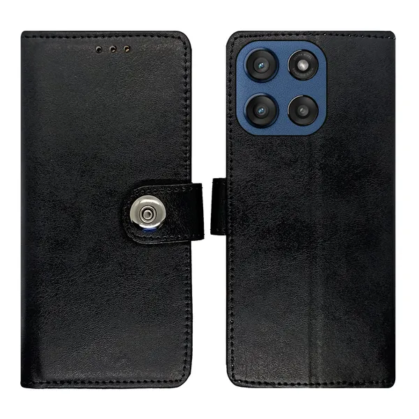 Black_Artificial_Leather_See_Through_Design_Magnetic_Case_For_Moto_Edge_60_Stylus