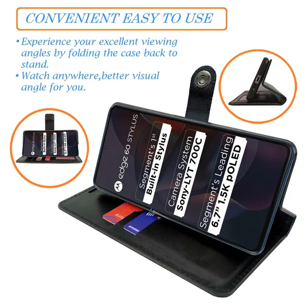 Black_Artificial_Leather_See_Through_Design_Magnetic_Case_For_Moto_Edge_60_Stylus