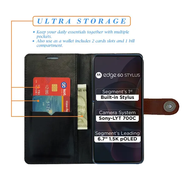 Brown_Artificial_Leather_See_Through_Design_Magnetic_Case_For_Moto_Edge_60_Stylus