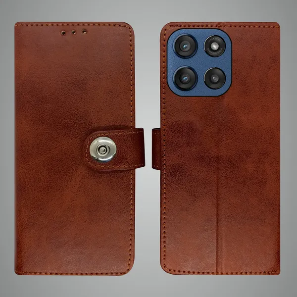 Brown_Artificial_Leather_See_Through_Design_Magnetic_Case_For_Moto_Edge_60_Stylus