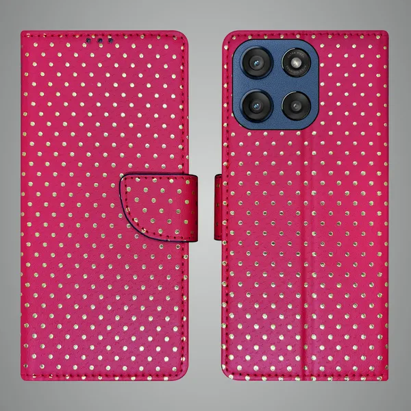 Pink_Artificial_Leather_See_Through_Design_Magnetic_Case_For_Moto_Edge_60_Stylus