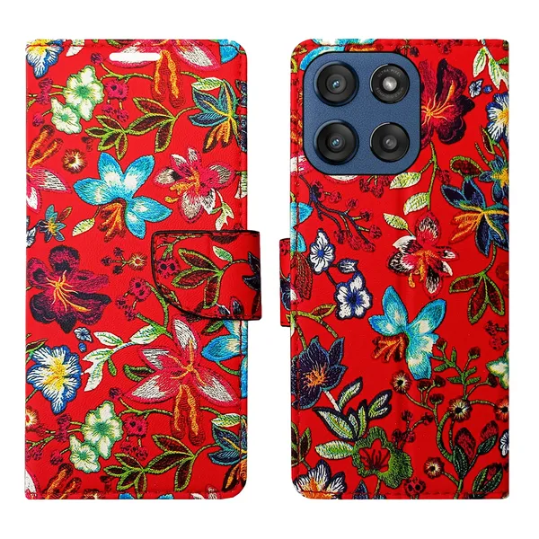 Red_Artificial_Leather_See_Through_Design_Magnetic_Case_For_Moto_Edge_60_Stylus