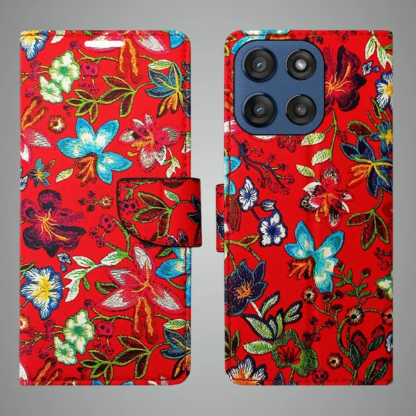 Red_Artificial_Leather_See_Through_Design_Magnetic_Case_For_Moto_Edge_60_Stylus
