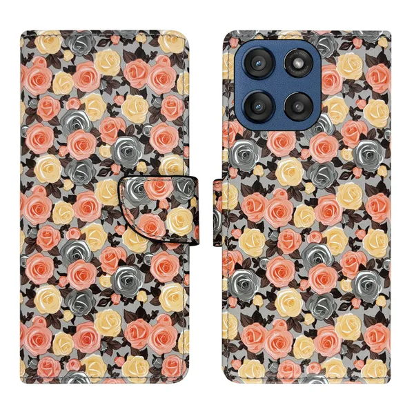 Orange_Artificial_Leather_See_Through_Design_Magnetic_Case_For_Moto_Edge_60_Stylus