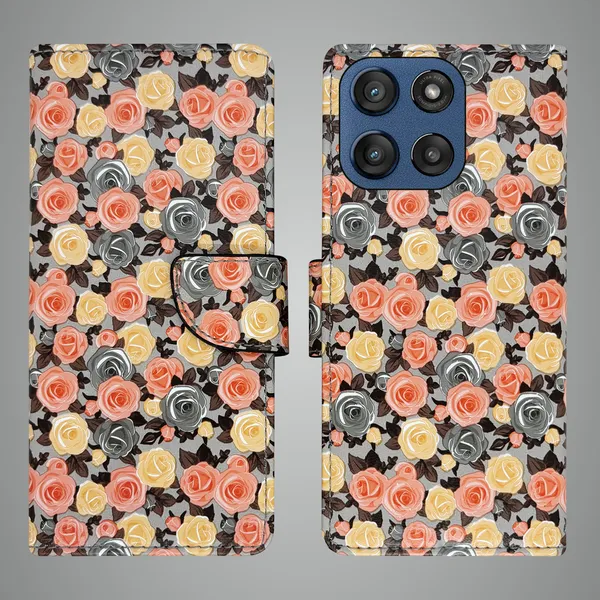 Orange_Artificial_Leather_See_Through_Design_Magnetic_Case_For_Moto_Edge_60_Stylus