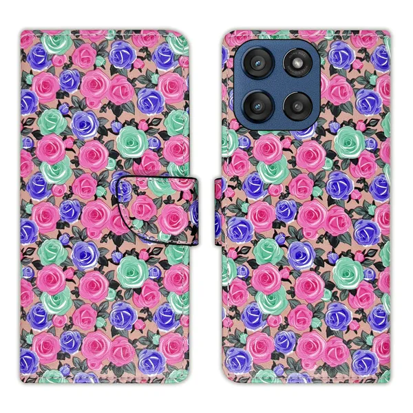 Pink_Artificial_Leather_See_Through_Design_Magnetic_Case_For_Moto_Edge_60_Stylus
