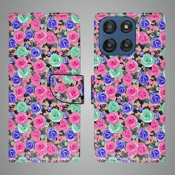 Pink_Artificial_Leather_See_Through_Design_Magnetic_Case_For_Moto_Edge_60_Stylus