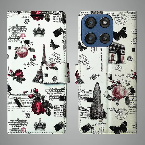 White_Artificial_Leather_See_Through_Design_Magnetic_Case_For_Moto_Edge_60_Stylus