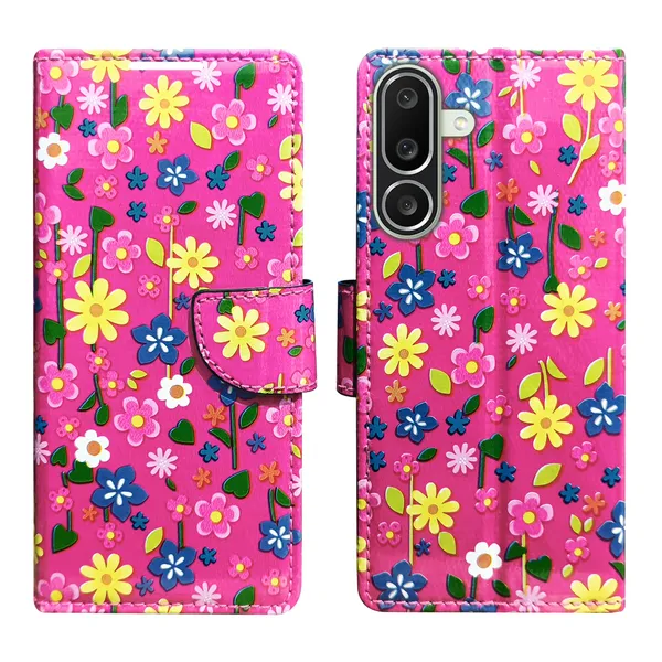 Pink_Artificial_Leather_See_Through_Design_Magnetic_Case_For_Samsung_M56_5G