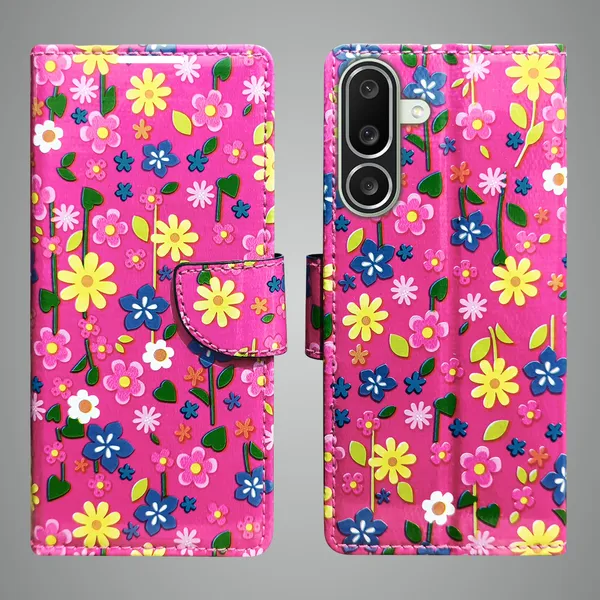 Pink_Artificial_Leather_See_Through_Design_Magnetic_Case_For_Samsung_M56_5G