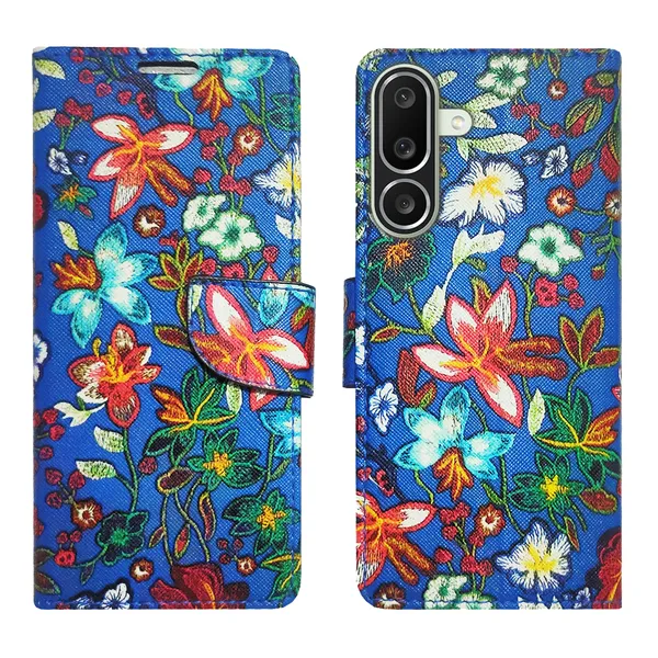 Blue_Artificial_Leather_See_Through_Design_Magnetic_Case_For_Samsung_M56_5G