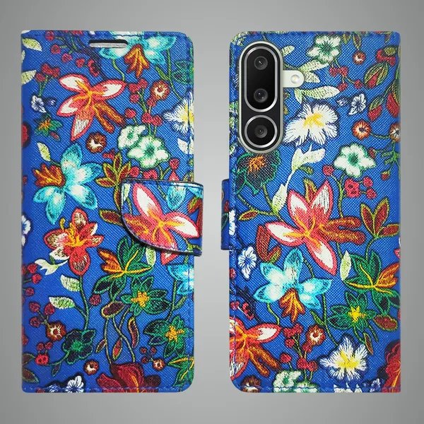 Blue_Artificial_Leather_See_Through_Design_Magnetic_Case_For_Samsung_M56_5G