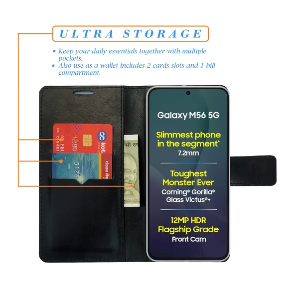 Black_Artificial_Leather_See_Through_Design_Magnetic_Case_For_Samsung_M56_5G