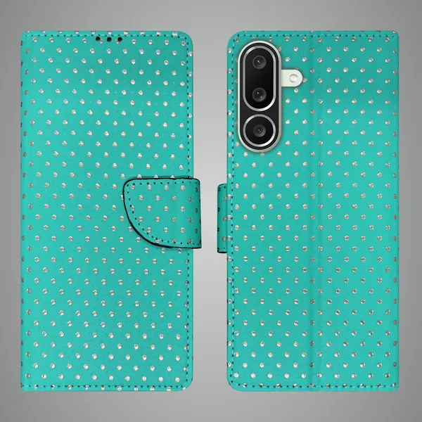 Green_Artificial_Leather_See_Through_Design_Magnetic_Case_For_Samsung_M56_5G