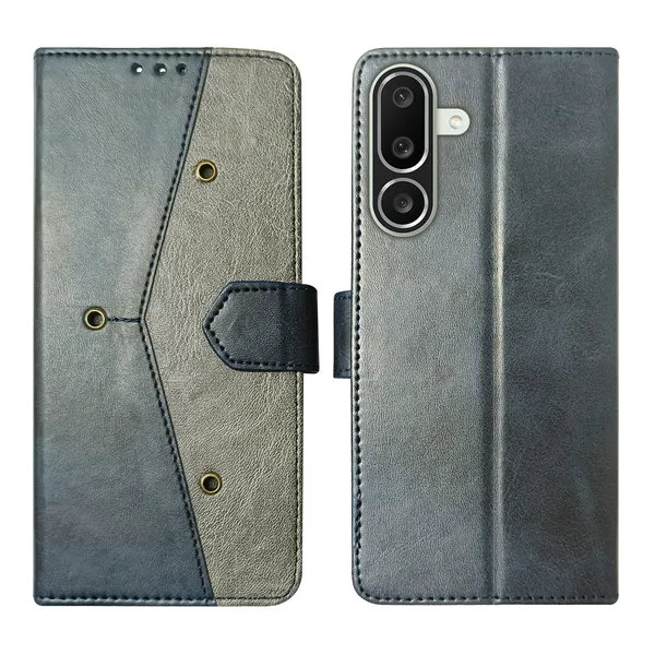 Blue_Artificial_Leather_See_Through_Design_Magnetic_Case_For_Samsung_M56_5G