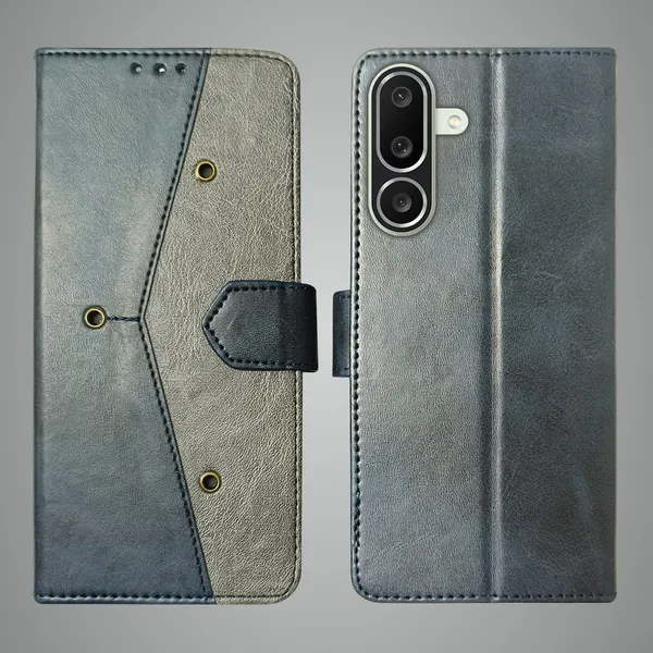 Blue_Artificial_Leather_See_Through_Design_Magnetic_Case_For_Samsung_M56_5G
