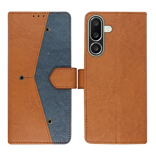 Brown_Artificial_Leather_See_Through_Design_Magnetic_Case_For_Samsung_M56_5G