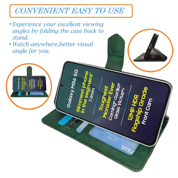 Green_Artificial_Leather_See_Through_Design_Magnetic_Case_For_Samsung_M56_5G