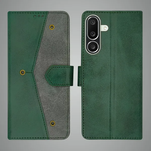 Green_Artificial_Leather_See_Through_Design_Magnetic_Case_For_Samsung_M56_5G