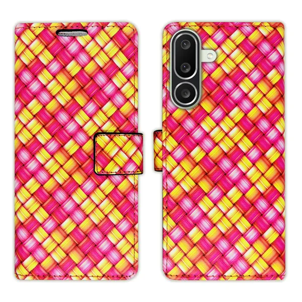 Pink_Artificial_Leather_See_Through_Design_Magnetic_Case_For_Samsung_M56_5G