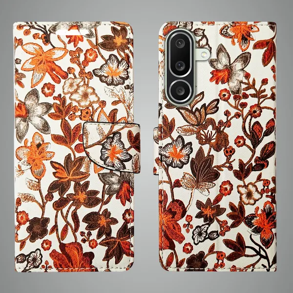 Orange_Artificial_Leather_See_Through_Design_Magnetic_Case_For_Samsung_M56_5G