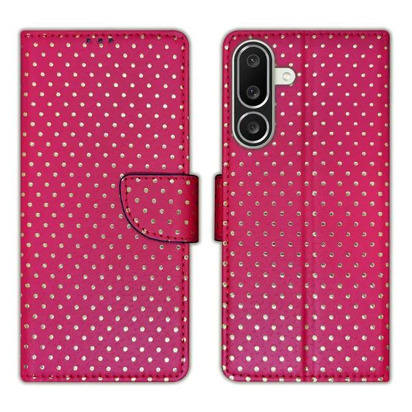 Pink_Artificial_Leather_See_Through_Design_Magnetic_Case_For_Samsung_M56_5G