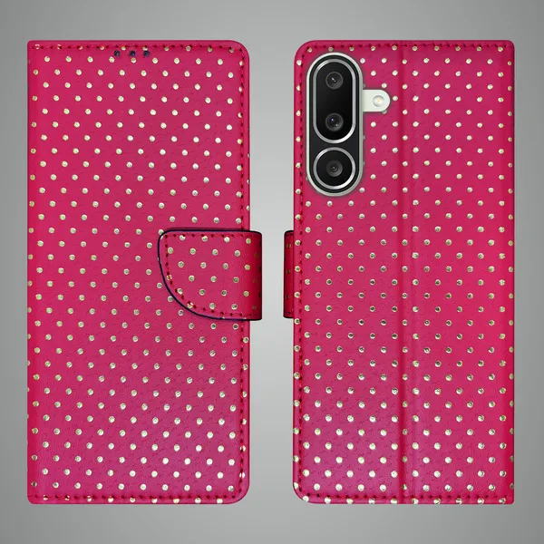 Pink_Artificial_Leather_See_Through_Design_Magnetic_Case_For_Samsung_M56_5G