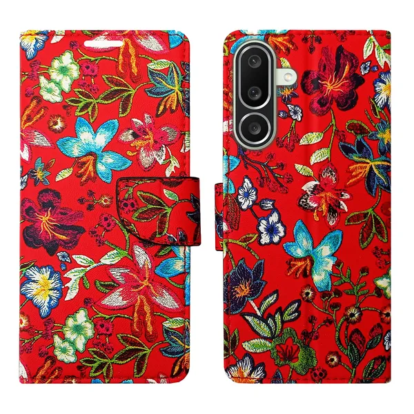Red_Artificial_Leather_See_Through_Design_Magnetic_Case_For_Samsung_M56_5G