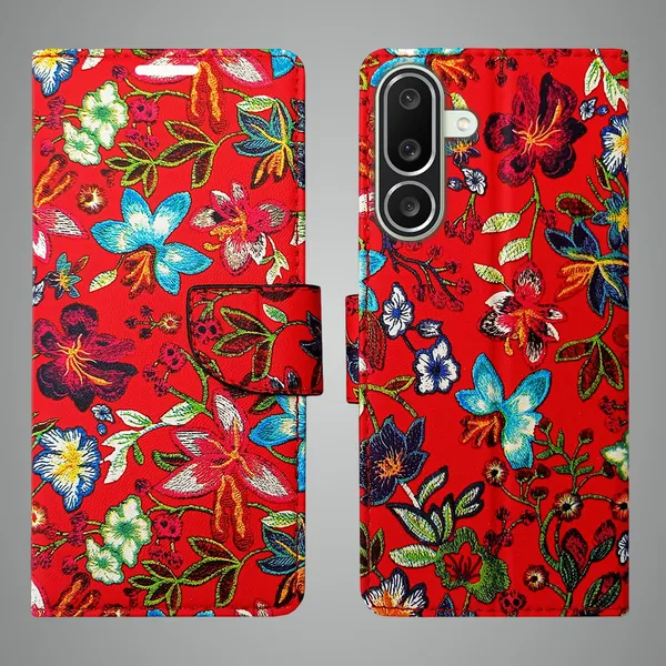 Red_Artificial_Leather_See_Through_Design_Magnetic_Case_For_Samsung_M56_5G