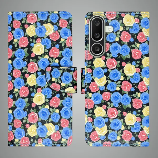 Blue_Artificial_Leather_See_Through_Design_Magnetic_Case_For_Samsung_M56_5G