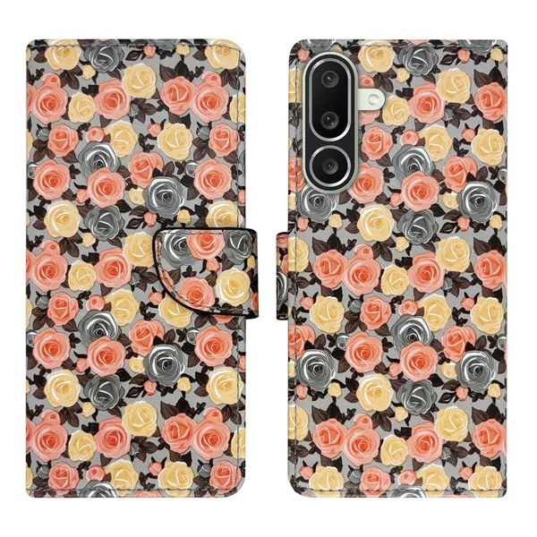Orange_Artificial_Leather_See_Through_Design_Magnetic_Case_For_Samsung_M56_5G