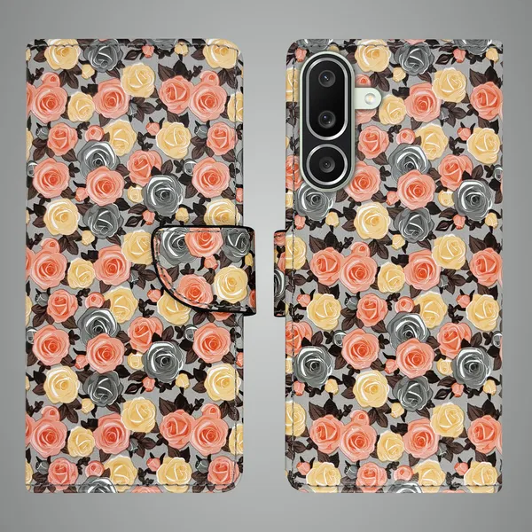 Orange_Artificial_Leather_See_Through_Design_Magnetic_Case_For_Samsung_M56_5G