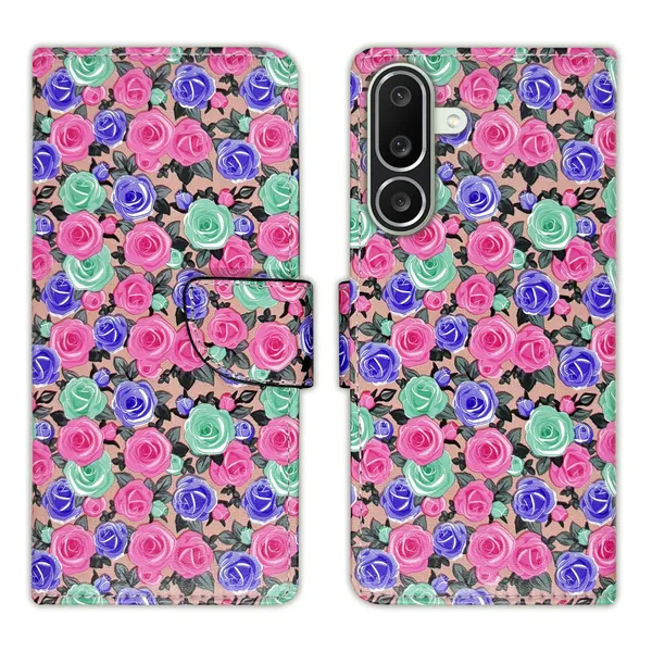 Pink_Artificial_Leather_See_Through_Design_Magnetic_Case_For_Samsung_M56_5G