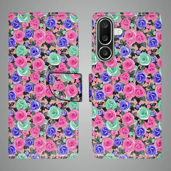 Pink_Artificial_Leather_See_Through_Design_Magnetic_Case_For_Samsung_M56_5G