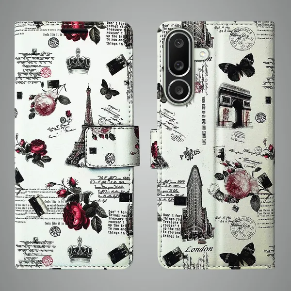 White_Artificial_Leather_See_Through_Design_Magnetic_Case_For_Samsung_M56_5G