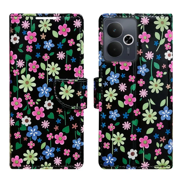 Black_Artificial_Leather_See_Through_Design_Magnetic_Case_For_Realme_14T_5G
