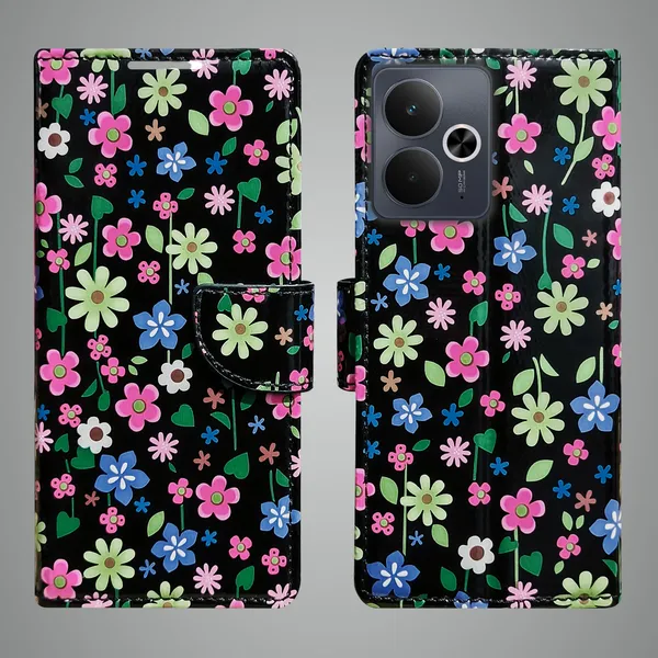 Black_Artificial_Leather_See_Through_Design_Magnetic_Case_For_Realme_14T_5G