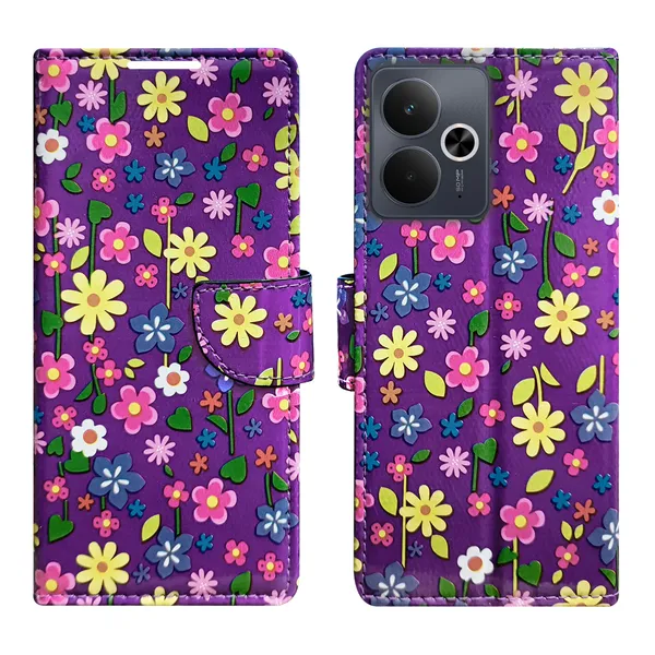 Purple_Artificial_Leather_See_Through_Design_Magnetic_Case_For_Realme_14T_5G