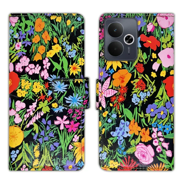 Black_Artificial_Leather_See_Through_Design_Magnetic_Case_For_Realme_14T_5G