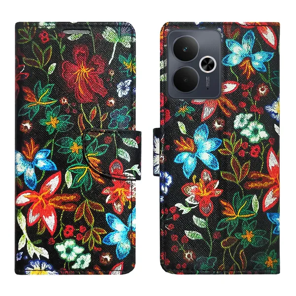 Black_Artificial_Leather_See_Through_Design_Magnetic_Case_For_Realme_14T_5G