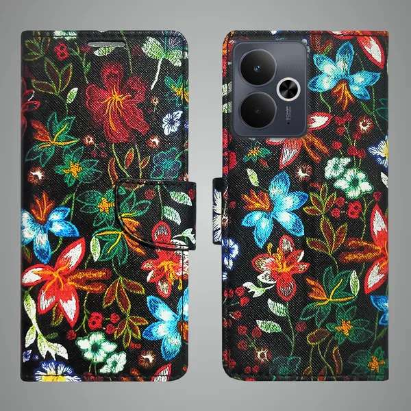 Black_Artificial_Leather_See_Through_Design_Magnetic_Case_For_Realme_14T_5G