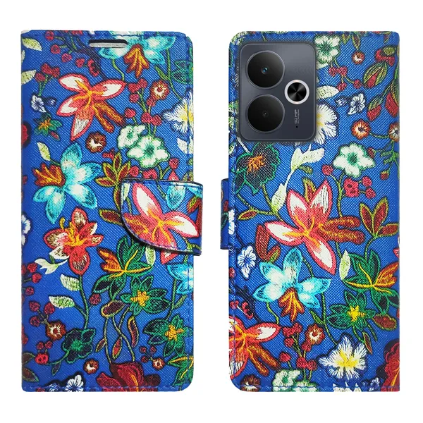 Blue_Artificial_Leather_See_Through_Design_Magnetic_Case_For_Realme_14T_5G