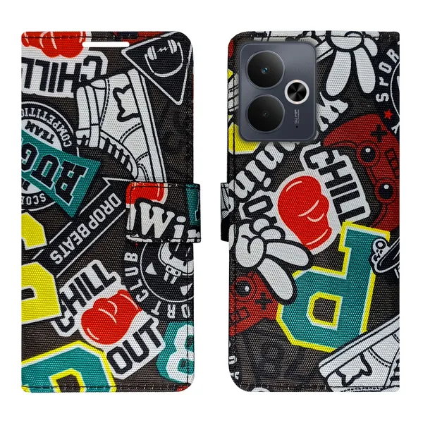 Black_Artificial_Leather_See_Through_Design_Magnetic_Case_For_Realme_14T_5G
