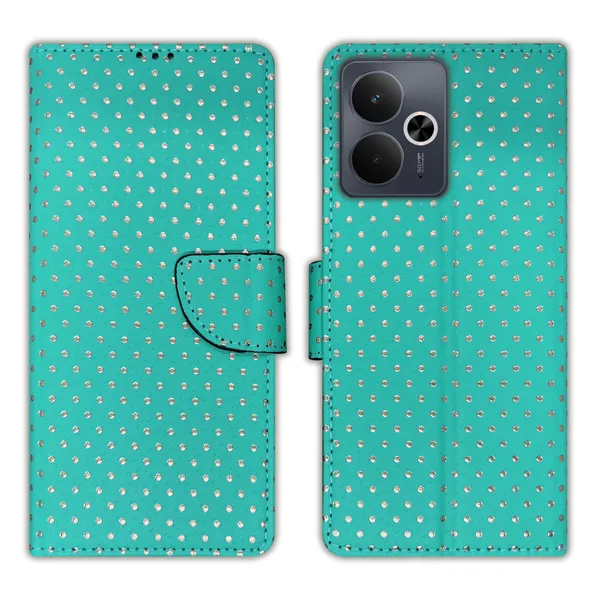 Green_Artificial_Leather_See_Through_Design_Magnetic_Case_For_Realme_14T_5G