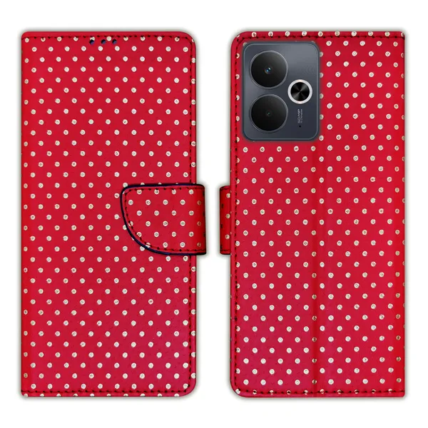 Red_Artificial_Leather_See_Through_Design_Magnetic_Case_For_Realme_14T_5G