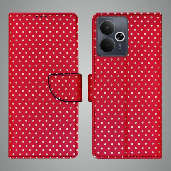 Red_Artificial_Leather_See_Through_Design_Magnetic_Case_For_Realme_14T_5G