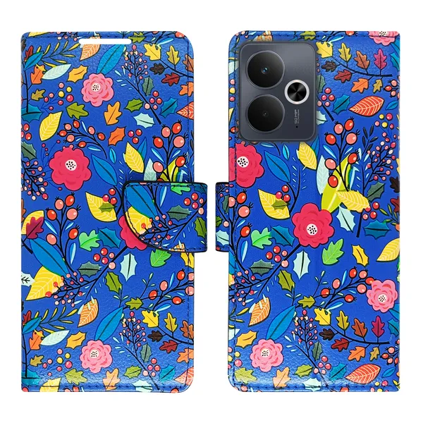 Blue_Artificial_Leather_See_Through_Design_Magnetic_Case_For_Realme_14T_5G