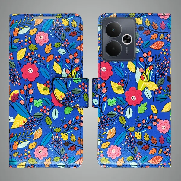 Blue_Artificial_Leather_See_Through_Design_Magnetic_Case_For_Realme_14T_5G